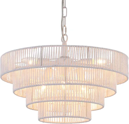 Miniatura 12 de Lámpara colgante de ratán tejida a mano, 6 luces, 4 redondas, de transición, minimalista, bohemio, grande, para cocina, isla, comedor, sala