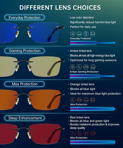 Miniatura 6 de ANYLUV Rimless Blue Light Glasses for Women/Men, Fashion Lightweight Blue Light Blocking Glasses with Stylish Metal Temples