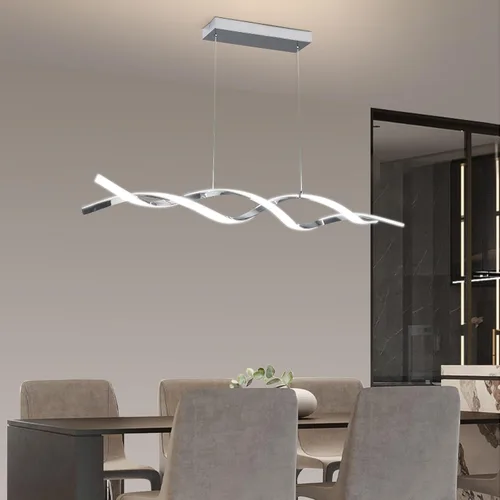 Miniatura 24 de Lámpara colgante, lámpara colgante lineal LED regulable, lámpara colgante fija, lámpara de araña LED moderna curvada, lámparas de araña para comedor