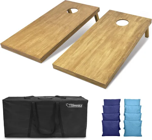 Miniatura 18 de GoSports 4 ft x 2 ft Regulation Size Wooden Cornhole Boards Set with Light Brown Finish - Includes Carrying Case and Bean Bags Negro- gris