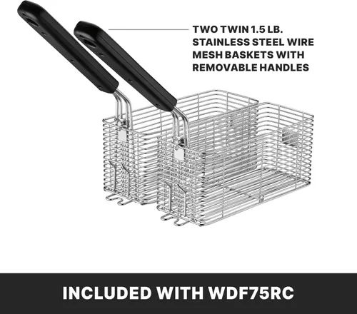 Miniatura 5 de Waring Freidora comercial WDF75RC de alta resistencia de 8.5 libras, incluye 4 cestas individuales y 2 cubiertas nocturnas - 1800 W, 120 V, enchufe