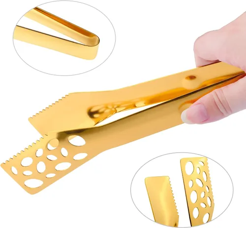 Miniatura 8 de Paquete de 2 pinzas de cocina para cocinar, pinzas de acero inoxidable dorado de 10 pulgadas para parrilla, utensilios de servir resistentes al
