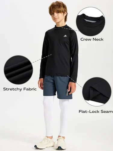 Miniatura 5 de DEVOROPA Camiseta térmica de compresión para niños y jóvenes, camiseta interior de manga larga de forro polar para fútbol y béisbol