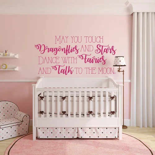Miniatura 7 de Nursery Wall Decal - "May You Touch Dragonflies And Stars" Quote Lettering - Elegant Vinyl Wall Decor for Baby's Room - Crib Accent for Newborn Boy