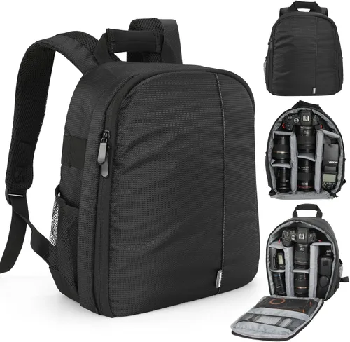 Mochila para cámara pequeña - Impermeable Profesional DSLR Cámara Bolsa Mochila de fotografía con interior personalizable, para Canon Nikon Sony