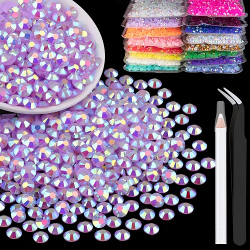 Miniatura 35 de 5000 piezas de diamantes de imitación de resina de 0.118 pulgadas a granel, color verde oscuro AB con parte trasera plana, diamantes de imitación