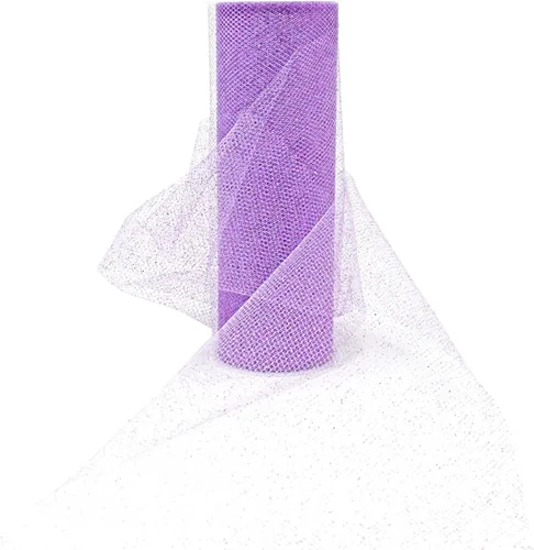Miniatura 3 de Rollo de tul con purpurina de 6 pulgadas por 50 yardas (150 pies), carrete de tul de tela lavanda para arco de tutú de bricolaje, boda y decoración.