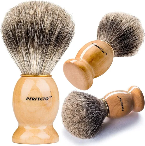 Brocha de afeitar Perfecto 100 % original de tejón, Diseñada para el mejor afeitado de su vida, para todos los métodos, maquinita de afeitar,