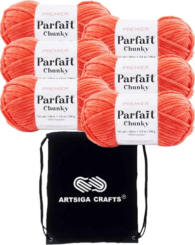 Miniatura 9 de Premier Yarns Parfait Chunky Mushroom 1150-41 (6 madejas - mismo lote de tinte) Peso S Bulky #6 Hilo de poliéster para ganchillo y punto con bolsa