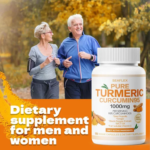 Miniatura 2 de Curcumina de cúrcuma 95 1000 mg, 95% complejo de curcuminoides con propóleo de abeja y bioperina, 120 cápsulas, suplemento de apoyo