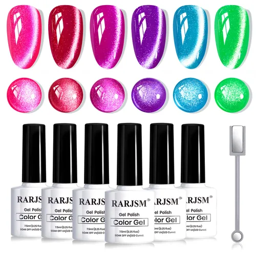 Miniatura 15 de RARJSM Juego de Esmaltes de Gel Nude Colección Jelly Pink de 6 Colores Naturales Transparentes Rosa Translúcido Lechoso Malva Morado Marrón Claro