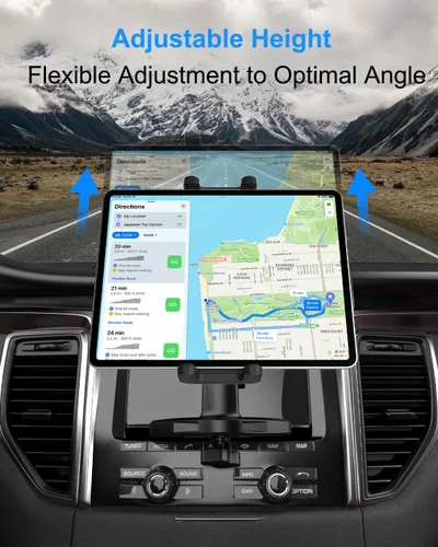Miniatura 4 de Soporte para tablet de automóvil, ranura para CD, brazo ajustable en altura, soporte para tableta para reproductor de CD de automóvil, abrazadera