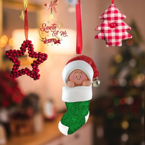 Miniatura 5 de Adorno personalizado para la primera Navidad del bebé 2025, recuerdo de Navidad para niña o niño, adorno personalizado para recién nacido, mi