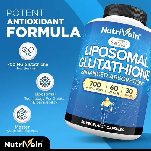 Miniatura 4 de Nutrivein Suplemento de glutatión liposomal premium y cápsulas de cereza ácida: suplemento liposomal de glutatión de alta absorción y cápsulas