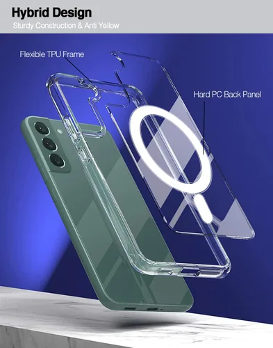 Miniatura 6 de KIOMY Funda transparente para Samsung Galaxy S22 5G a prueba de golpes con bolsas de aire, esquinas de diseño híbrido, parte trasera de Magnético