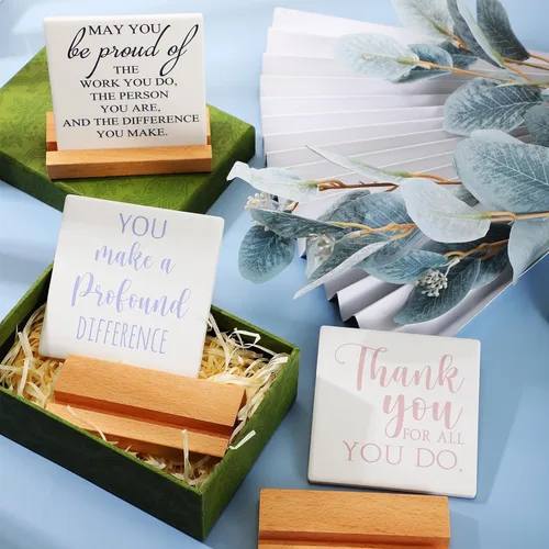 Miniatura 4 de Roowest Paquete de 20 regalos de la semana de CNA, regalos de oficina, citas inspiradoras, decoración de escritorio de cerámica, letrero