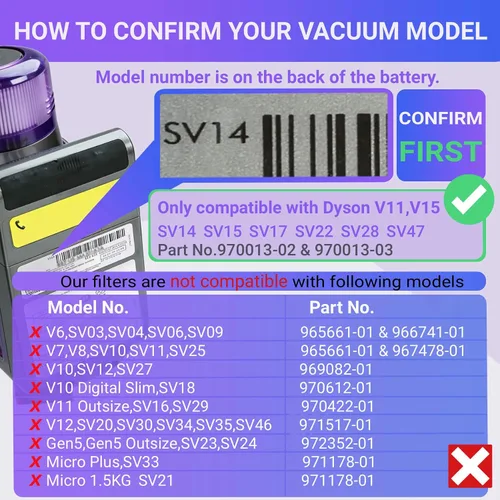 Miniatura 3 de Paquete de 4 filtros de repuesto para aspiradora inalámbrica Dyson V11, Dyson V11 Torque Drive, V11 Animal, V15 Detect, Comparar con la Parte # V11