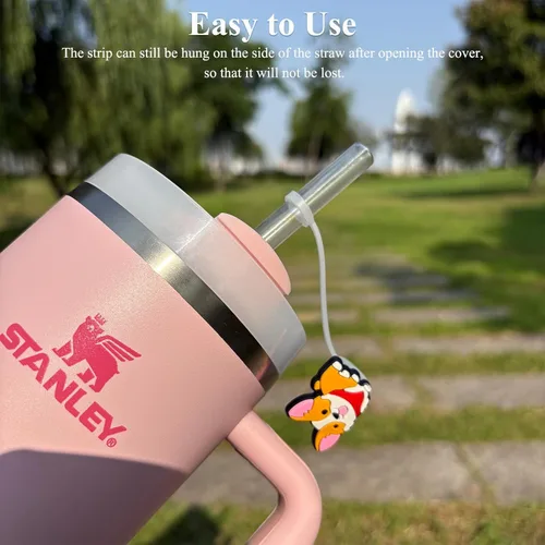 Miniatura 4 de Tapas de corgi para pajitas de Stanley Cup - Paquete de 4 Accesorios reutilizables de silicona para tazas Stanley Cup, tapas para pajitas