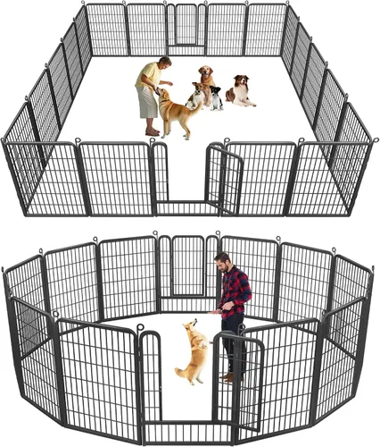 Miniatura 12 de Corralito para perros, 32 pulgadas, 10 paneles cerca para perros de exterior, corral para perros de interior antióxido, corral para mascotas
