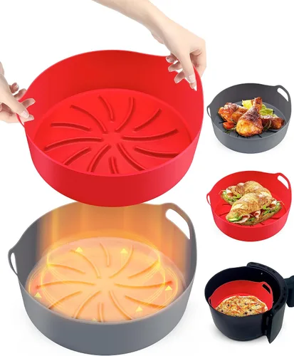 Miniatura 7 de Mastery Mart Forros de silicona reutilizables para freidora de aire de 5 a 8 cuartos de galón, 8 pulgadas, 2 cestas de silicona para freidora