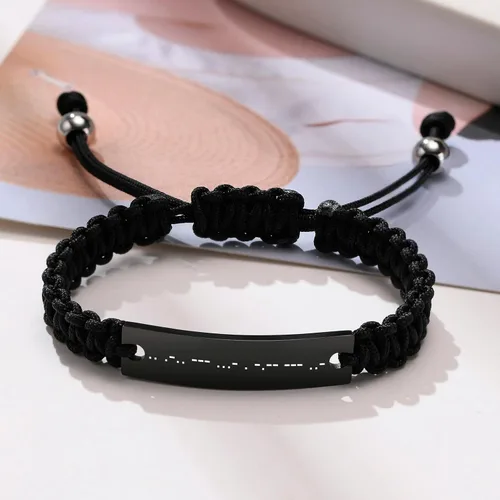 Miniatura 5 de MPRAINBOW Pulsera personalizada con código morse Pulsera trenzada ajustable hecha a mano con mensaje secreto para hombres, mujeres, mamá, papá