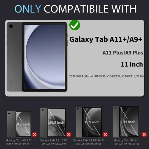 Miniatura 7 de Auizotl Funda para Samsung Galaxy Tab A9+/A9 Plus de 11 pulgadas (SM-X210/X216/X218) con protector de pantalla/soporte giratorio/soporte