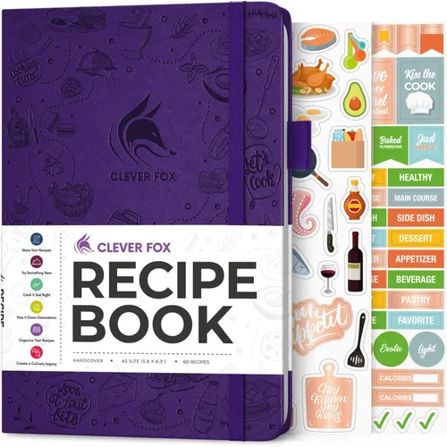 Miniatura 31 de Clever Fox Libro de recetas - Libro de cocina familiar en blanco - Diario de cocina vacío - Organizador de cuadernos para escribir recetas - Turquesa