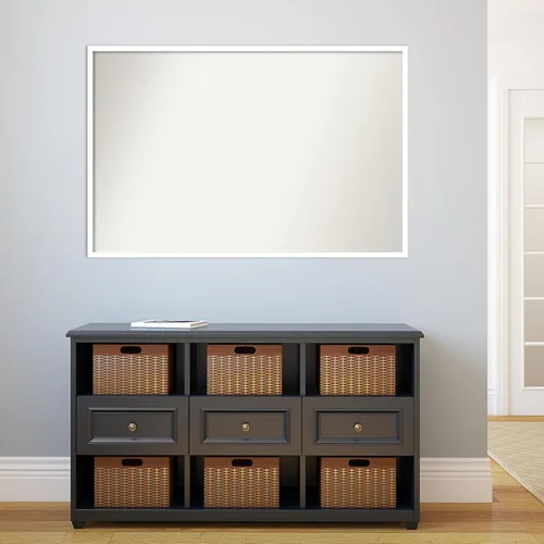 Miniatura 150 de Amanti Art Espejo de baño blanco para sobre el fregadero, 32 x 45 pulgadas, espejo de tocador rectangular blanco esbelto, marco de madera moderno