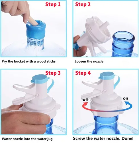 Miniatura 4 de Válvula dispensadora de agua para botellas de 2.165 in, grifo reutilizable de 5 galones con tapa antipolvo, polipropileno de grado alimenticio