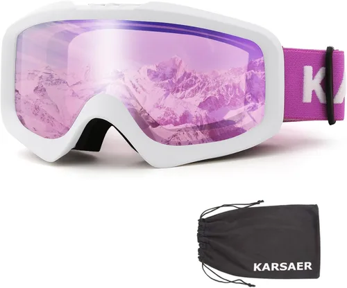 Miniatura 17 de Karsaer - Gafas de esquí antivaho, gafas de nieve OTG, 100% protección UV, gafas de snowboard con lentes dobles flexibles para hombres, mujeres
