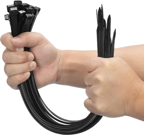 Miniatura 13 de XINGO Bridas de cremallera negras de 48 pulgadas para trabajo pesado 25 PCS, 200 LBS Bridas de alambre de plástico ultra fuertes, Bridas de cable