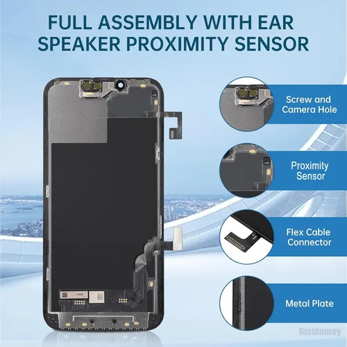 Miniatura 2 de Para iPhone 13 Reemplazo de pantalla 6.1 '' con auricular Sensor de proximidad LCD táctil Pantalla Full HD digitalizador Marco Asamblea Sensor
