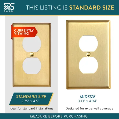 Miniatura 2 de Rio Salto BRASS - Cubierta de pared de metal dorado para toma de corriente o interruptor de luz, placa de pared resistente a la corrosión, cubierta