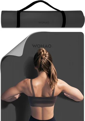Tapete de yoga extra grueso de 0.315 pulgadas, 72 x 28 pulgadas, tapete de ejercicio antideslizante, reversible de 2 lados de doble color, material