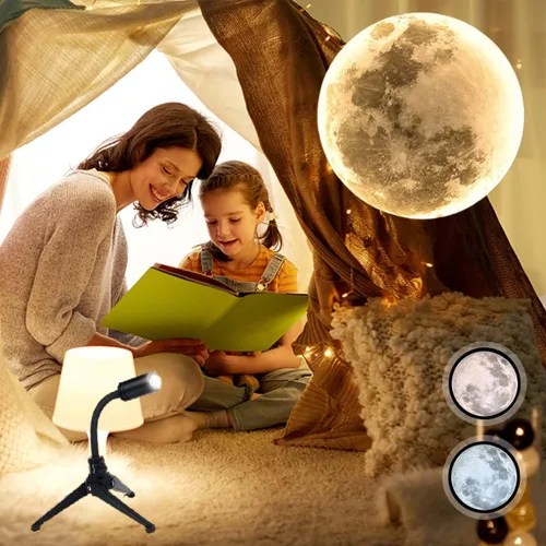 Miniatura 3 de Proyector de Luz Nocturna de Luna Sin Decoloración, Lámpara de Luna con Alimentación USB, Proyector de Luz Nocturna de Ambiente Romántico para Luna
