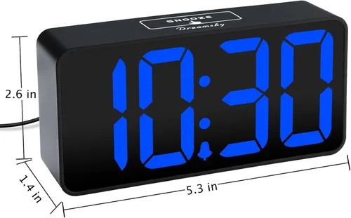 Miniatura 7 de DreamSky Reloj despertador digital pequeño para dormitorio, pantalla de números grandes grandes con atenuador de brillo, reloj eléctrico de mesita