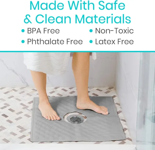 Miniatura 7 de Alfombrilla de ducha Vive - 22" por 22" cuadrada antideslizante, tapete grande de baño para bañera - Diseño patentado - Almohadilla antideslizante
