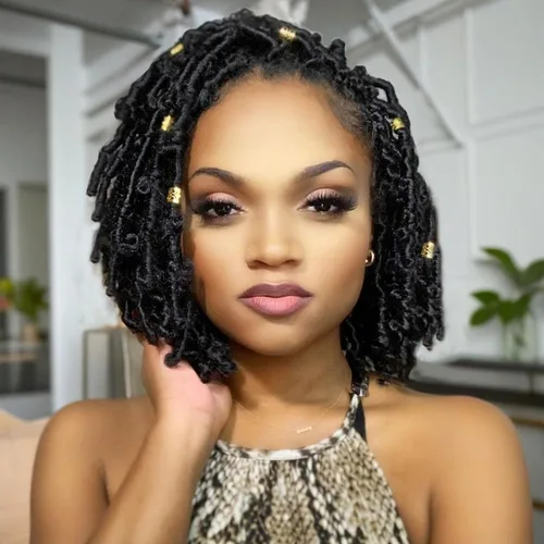 Leeven - Extensiones de cabello de 8 pulgadas con trenzas de mariposa pre-trenzadas estilo Bob, 72 hebras de trenzas de ganchillo negras sintéticas