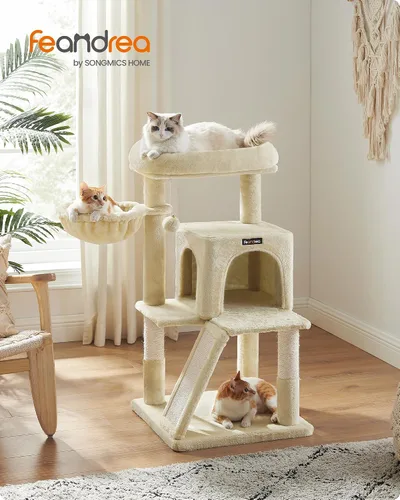 Miniatura 2 de Feandrea Árbol para gatos, torre para gatos de 37.8 pulgadas, condominio de varios niveles con perca ensanchada, postes rascadores y rampa, cueva
