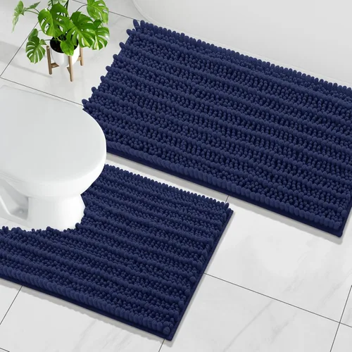 Miniatura 30 de Arotive Juego de 2 alfombras de baño de felpilla de lujo, extra suaves, absorbentes, peludas y alfombras de baño de contorno en forma de U