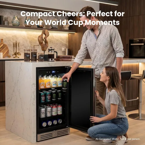 Miniatura 2 de Yeego Refrigerador de bebidas de 15 pulgadas, enfriador de bebidas para 100 latas con bloqueo y descongelación automática, nevera de bebidas