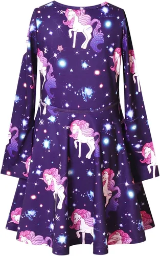 Miniatura 2 de Qpancy Vestidos a juego para muñecas y niñas, trajes de unicornio de manga larga, ropa de algodón