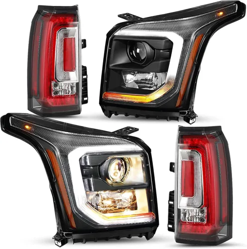 Miniatura 16 de SOCKIR Conjunto de faros delanteros y antiniebla para GMC YUKON SLT 2015-2020, SLE/Yukon XL SLT, SLE OE - Par de faros halógenos de fábrica, carcasa