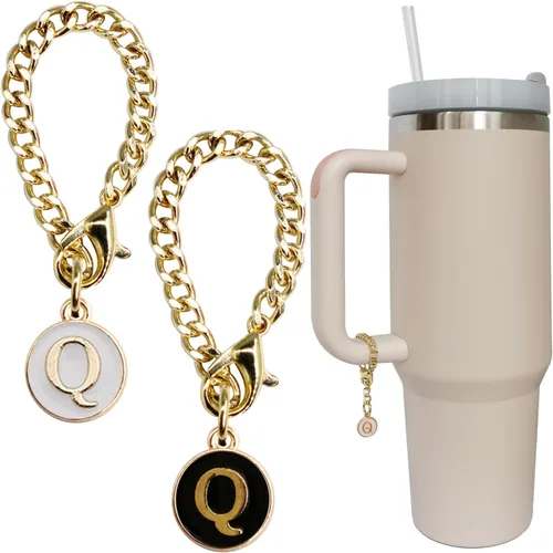 Miniatura 22 de Accesorios de dije de letra para vaso Stanley, 2 unidades, identificación con inicial de nombre, personalizable, para vaso Stanley H