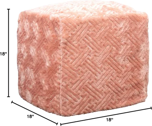 Miniatura 2 de DaDalogy Bedding - Funda para puf otomano de piel sintética [sin relleno] – Rosa Coral Baby Peach Geométrico brillante, suave y acogedor