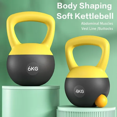 Miniatura 2 de Pesa rusa suave de 5 libras, 10 libras, 20 libras, pesas rusas de entrenamiento de fuerza para mujeres, campana de hervidor con relleno de arena