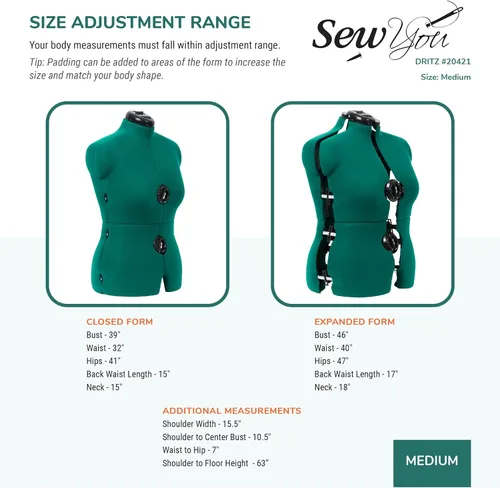 Miniatura 3 de Maniquí para costura Sew You de Dritz, ajustable, M