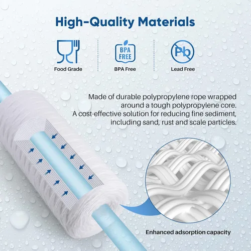 Miniatura 5 de PUREPLUS 1 Micron 10 x 4.5 Whole House String Wound Sediment Filter for Well Water, Replacement Cartridge for 84637, WPX5BB97P, PC10, CW5-BBS