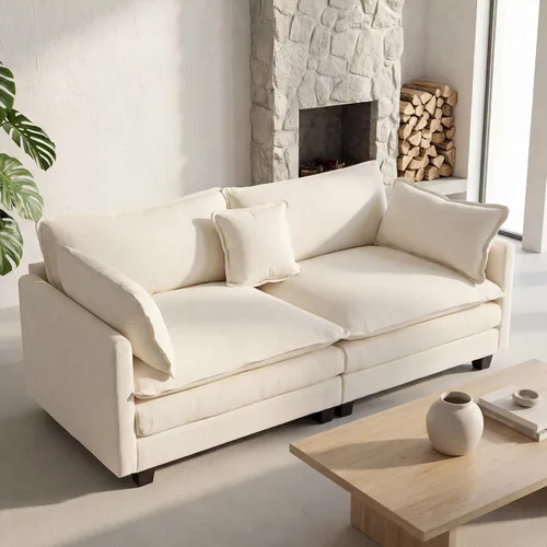 Miniatura 11 de Sofá seccional, cómodo sofá modular de nube, sofá modular de asiento profundo, sofá moderno en la nube, sofás modulares para sala de estar, Beige