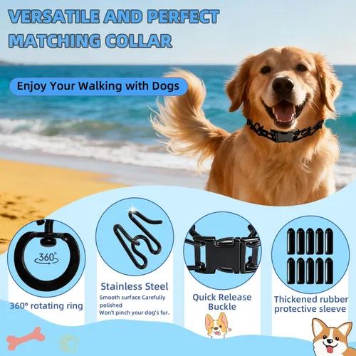 Miniatura 3 de Collar de entrenamiento de punta para perros, collar de pellizco ajustable para perros con hebilla de liberación rápida, collar sin tirones